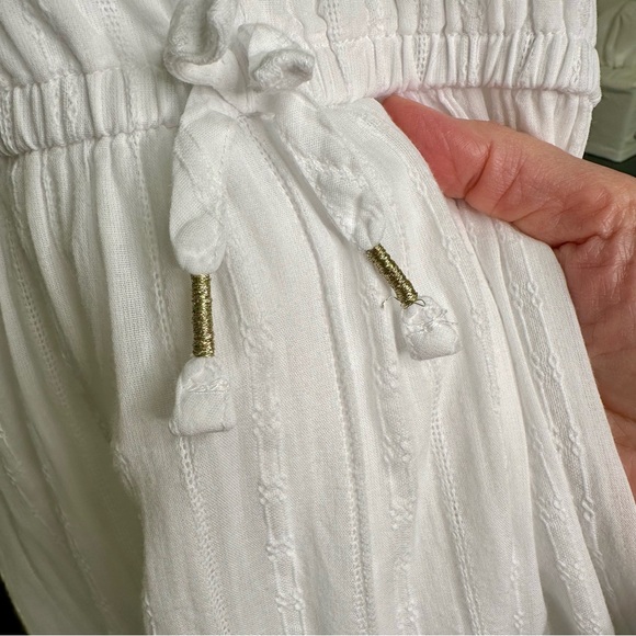 Boho Eyelet 100% Cotton Girls Maxi Dress 6/6X Adjustable Spaghetti Straps Lined - Picture 8 of 9